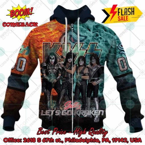 Personalized NHL Seattle Kraken x Kiss Rock Band Let’s Go Kraken 3D Hoodie T-shirt
