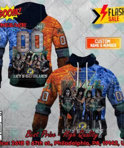 Personalized NHL St. Louis Blues x Kiss Rock Band Let’s Go Blues 3D Hoodie T-shirt