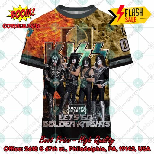 Personalized NHL Vegas Golden Knights x Kiss Rock Band Let’s Go Golden Knights 3D Hoodie T-shirt