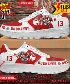 Personalized Ohio State Buckeyes Mascot Nike Air Force Sneakers