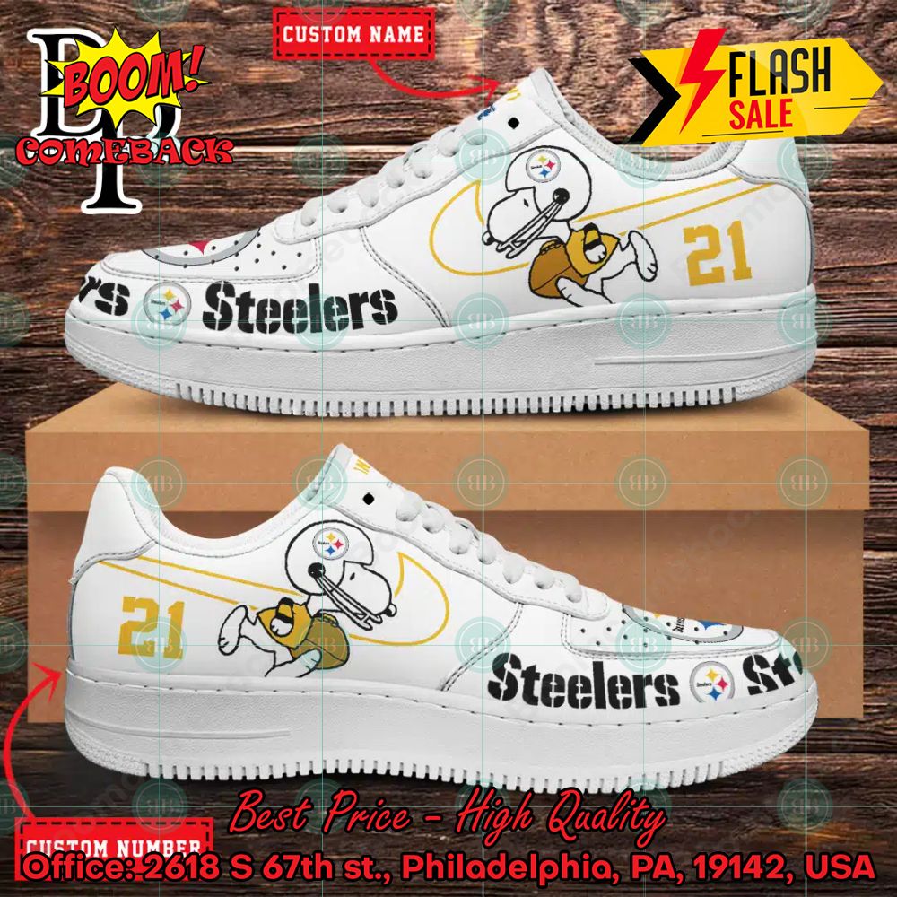 Personalized Pittsburgh Steelers Snoopy Nike Air Force Sneakers
