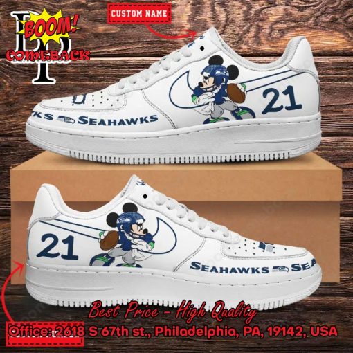 Personalized Seattle Seahawks Mickey Mouse Nike Air Force Sneakers