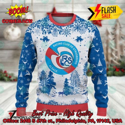 RC Strasbourg Alsace Big Logo Pine Trees Ugly Christmas Sweater