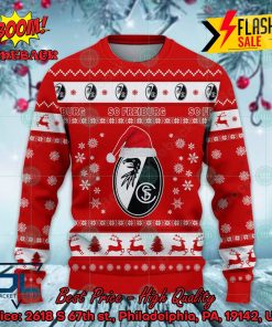 SC Freiburg Logo Santa Hat Style 2 Ugly Christmas Sweater