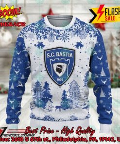 sporting club di bastia big logo pine trees ugly christmas sweater 2 ma9l0