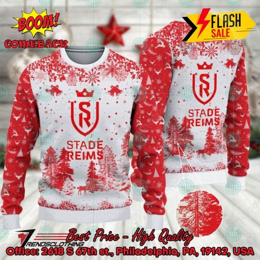 Stade de Reims Big Logo Pine Trees Ugly Christmas Sweater