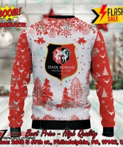 stade rennais big logo pine trees ugly christmas sweater 3 R8o87