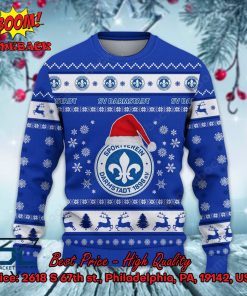 sv darmstadt 98 logo santa hat ugly christmas sweater 2 Dqaqe
