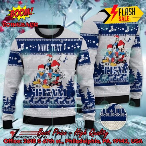 Tottenham Hotspur Disney Characters Personalized Name Ugly Christmas Sweater