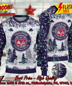 Toulouse Football Club Big Logo Pine Trees Ugly Christmas Sweater