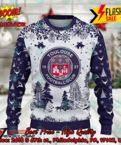 Toulouse Football Club Big Logo Pine Trees Ugly Christmas Sweater