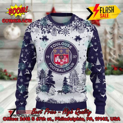 Toulouse Football Club Big Logo Pine Trees Ugly Christmas Sweater