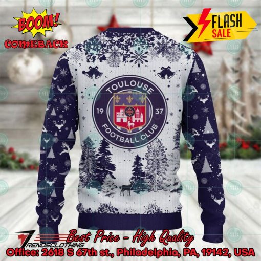 Toulouse Football Club Big Logo Pine Trees Ugly Christmas Sweater