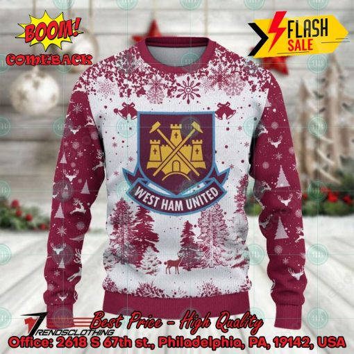 West Ham United Big Logo Pine Trees Ugly Christmas Sweater