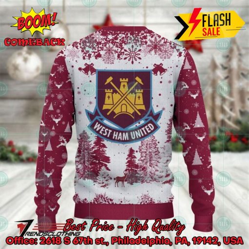 West Ham United Big Logo Pine Trees Ugly Christmas Sweater