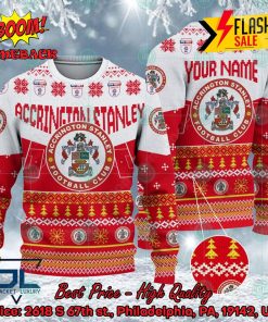 Accrington Stanley FC Big Logo Personalized Name Ugly Christmas Sweater