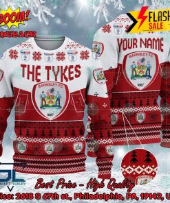 Barnsley FC Big Logo Personalized Name Ugly Christmas Sweater