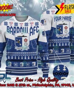 Barrow AFC Big Logo Personalized Name Ugly Christmas Sweater