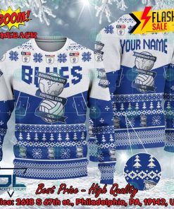 Birmingham City FC Big Logo Personalized Name Ugly Christmas Sweater