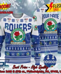 Blackburn Rovers FC Big Logo Personalized Name Ugly Christmas Sweater