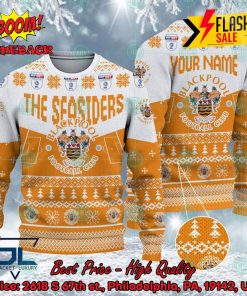 Blackpool FC Big Logo Personalized Name Ugly Christmas Sweater