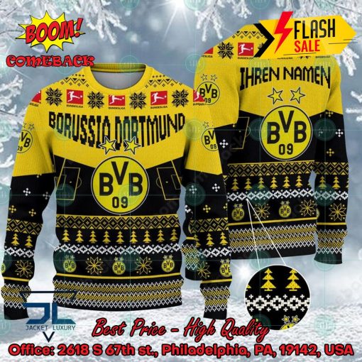 Borussia Dortmund Stadium Personalized Name Ugly Christmas Sweater