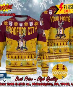 Bradford City AFC Big Logo Personalized Name Ugly Christmas Sweater