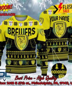 Burton Albion FC Big Logo Personalized Name Ugly Christmas Sweater