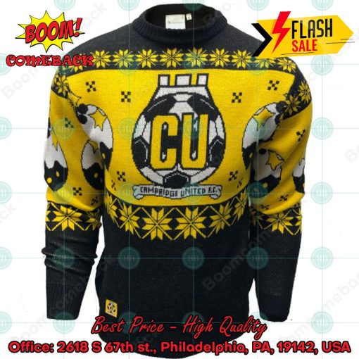 Cambridge United FC Big Logo Yellow Christmas Jumper