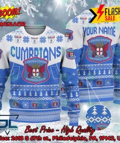 Carlisle United FC Big Logo Personalized Name Ugly Christmas Sweater