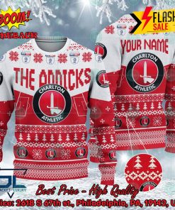 Charlton Athletic FC Big Logo Personalized Name Ugly Christmas Sweater