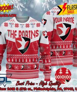 Cheltenham Town FC Big Logo Personalized Name Ugly Christmas Sweater