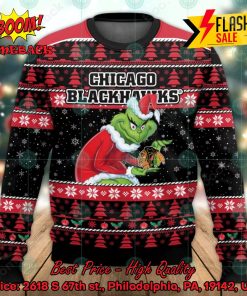 Chicago Blackhawks Sneaky Grinch Ugly Christmas Sweater