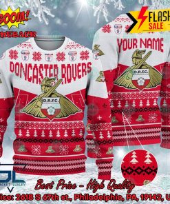 Doncaster Rovers FC Big Logo Personalized Name Ugly Christmas Sweater