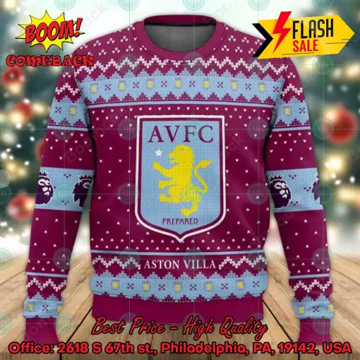 EPL 2023 Aston Villa Big Logo Ugly Christmas Sweater