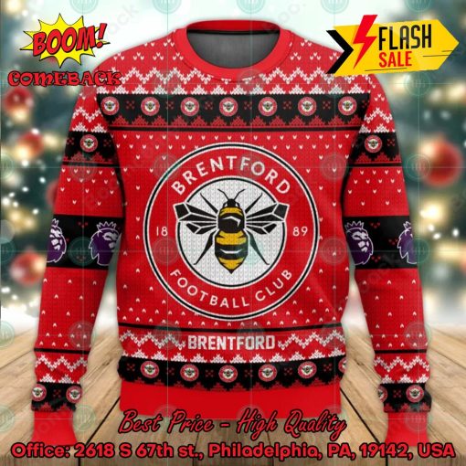 EPL 2023 Brentford Big Logo Ugly Christmas Sweater