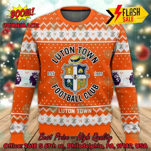 EPL 2023 Luton Town FC Big Logo Ugly Christmas Sweater