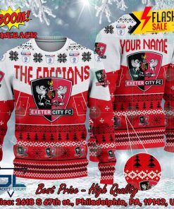 Exeter City FC Big Logo Personalized Name Ugly Christmas Sweater