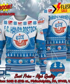 FC Hansa Rostock Stadium Personalized Name Ugly Christmas Sweater