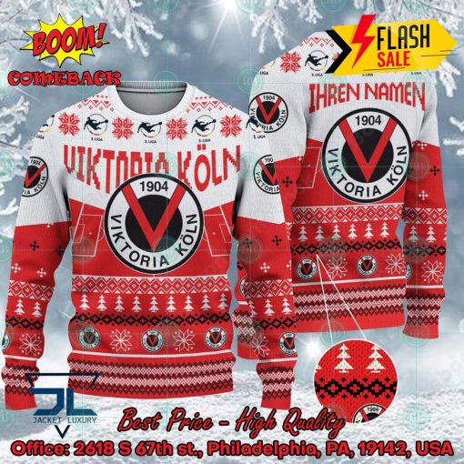 FC Viktoria Koln Stadium Personalized Name Ugly Christmas Sweater