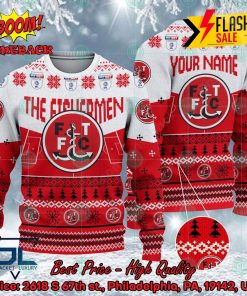 Fleetwood Town FC Big Logo Personalized Name Ugly Christmas Sweater