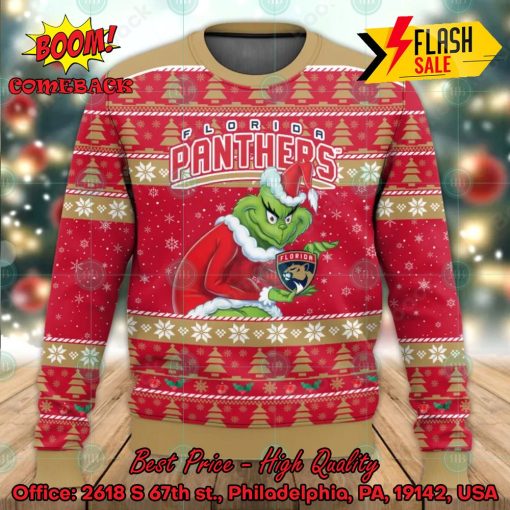 Florida Panthers Sneaky Grinch Ugly Christmas Sweater