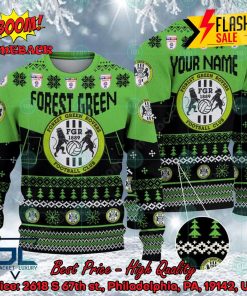 Forest Green Rovers FC Big Logo Personalized Name Ugly Christmas Sweater