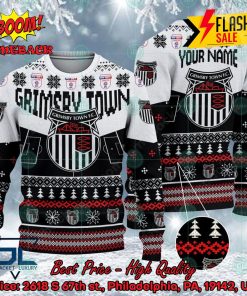 Grimsby Town FC Big Logo Personalized Name Ugly Christmas Sweater