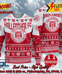 Hallescher FC Stadium Personalized Name Ugly Christmas Sweater