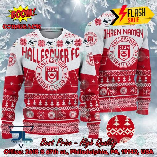Hallescher FC Stadium Personalized Name Ugly Christmas Sweater