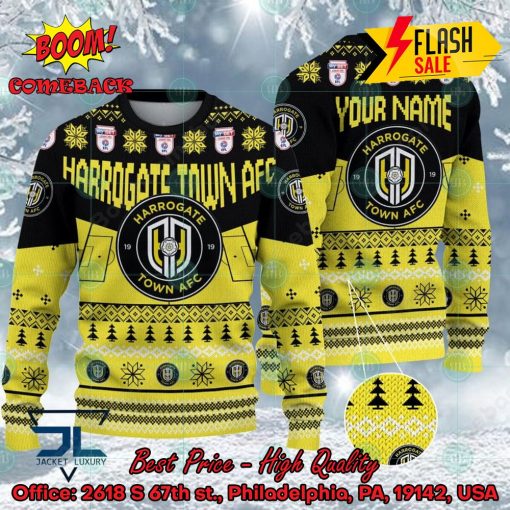 Harrogate Town AFC Big Logo Personalized Name Ugly Christmas Sweater
