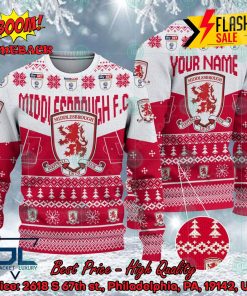 Middlesbrough FC Big Logo Personalized Name Ugly Christmas Sweater