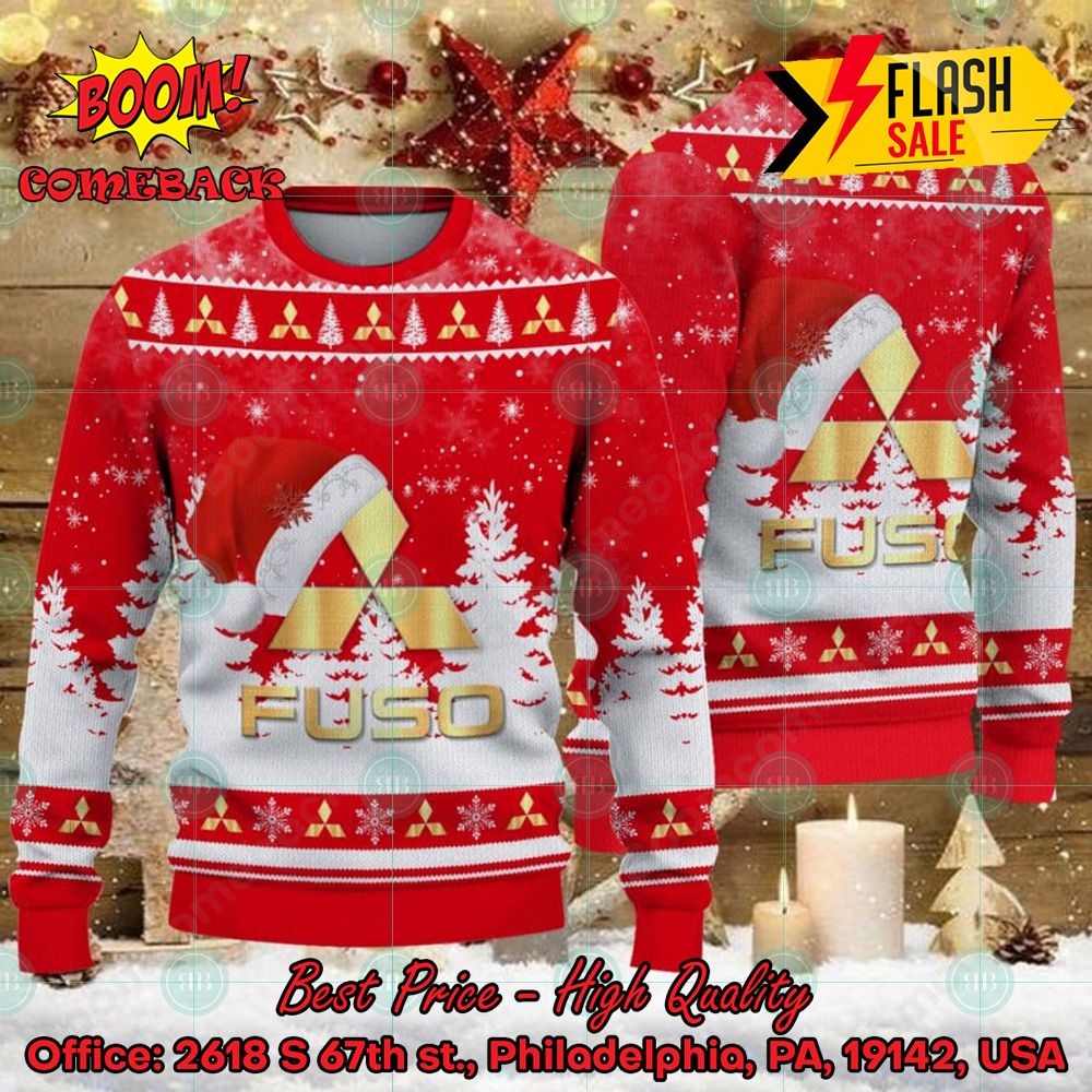 Mitsubishi Fuso Big Logo Santa Hat Ugly Christmas Sweater