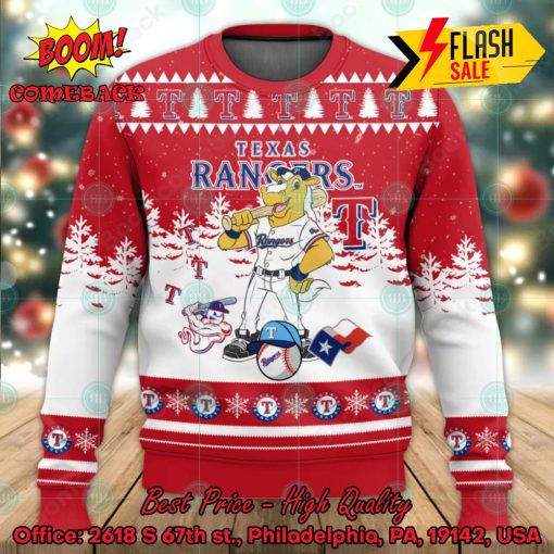 MLB Texas Rangers Mascot Ugly Christmas Sweater